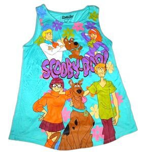 Hanna-Barbera Scooby-Doo Girls Graphic Print Tank Top Teal Juniors Size 7-9